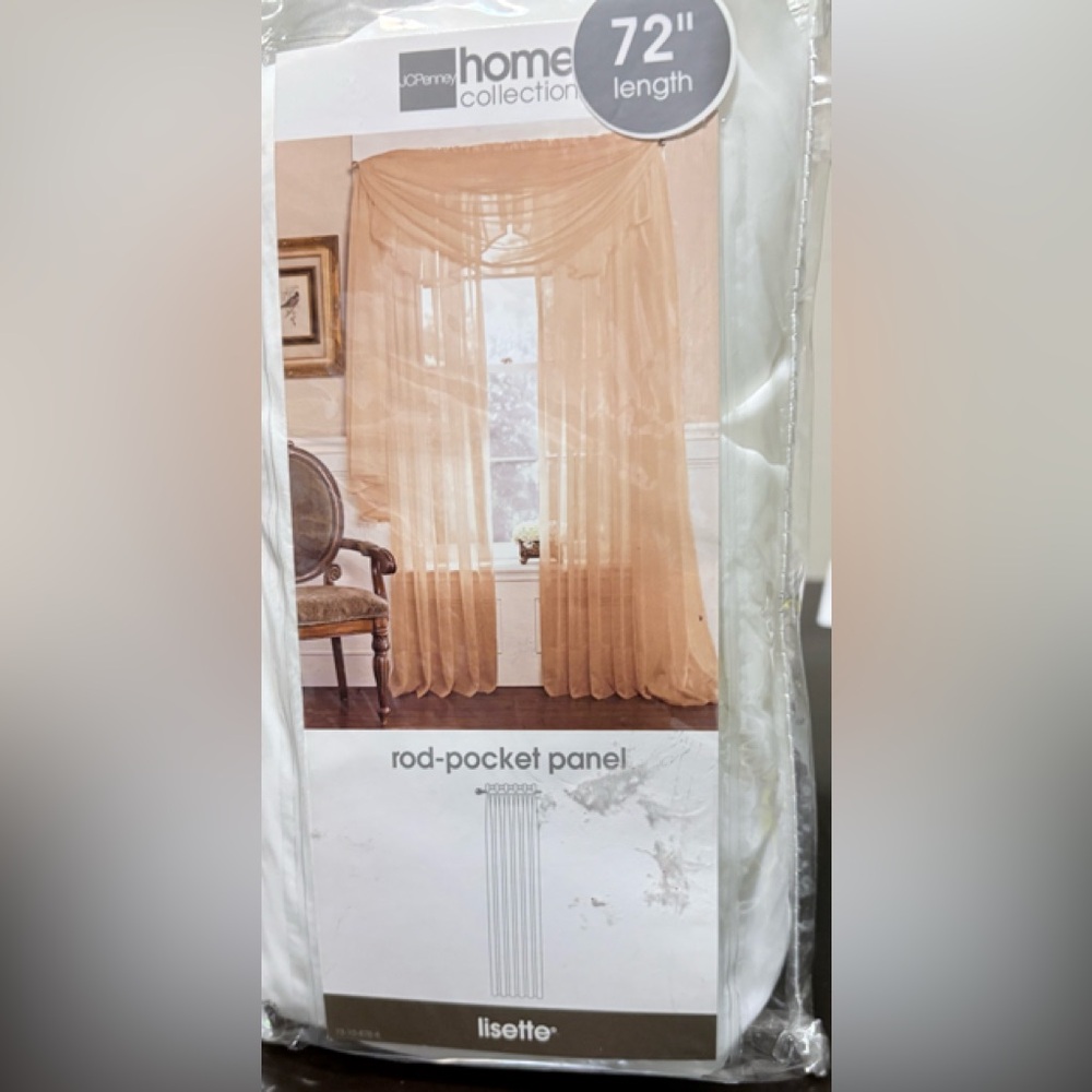 JCPenney Home Collection Lisette 1 - Rod-Pocket Panel - Bright White  60”X 72”